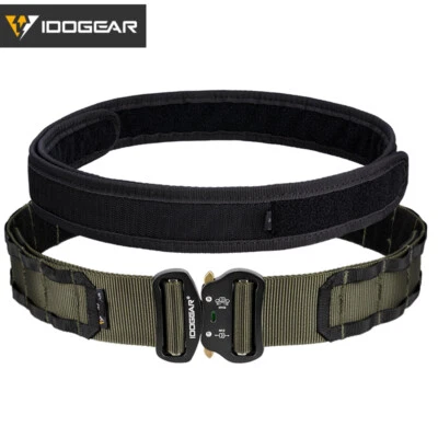 IDOGEAR Two-in-One 2" Tactical Belt Combat Quick Release Metal Buckle Mens Belts