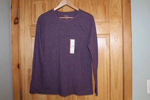 Time And Tru Women's Purple Scoop Neck Long Sleeve T-Shirt - Size M (8-10) NWT - Picture 1 of 3