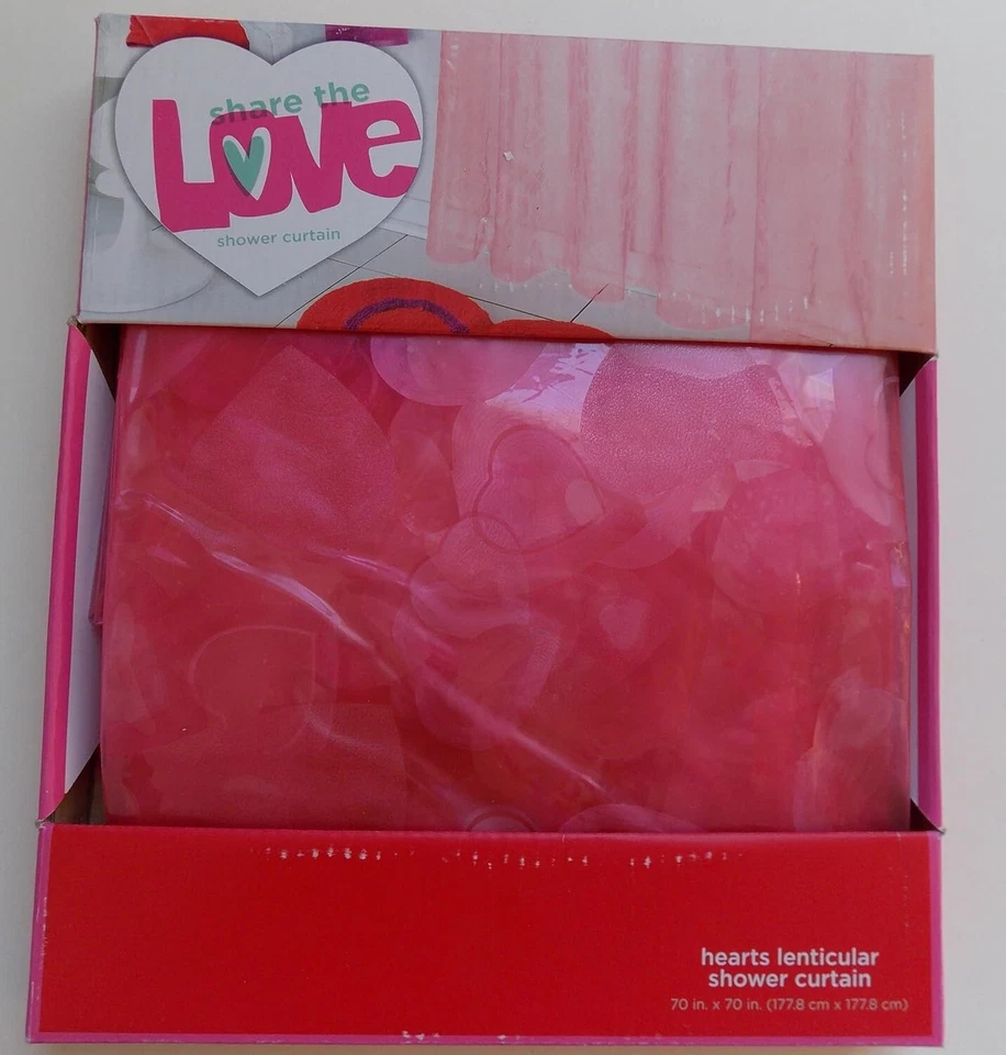 Cortina de ducha lenticular Share The Love Hearts Foto 1 de 1