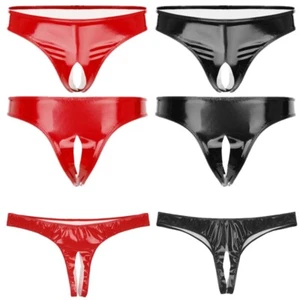 Hombres PVC Cuero Tanga Entrepierna Bragas Calzoncillos Ropa Interior Calzoncillos Corte Alto - Imagen 1 de 43