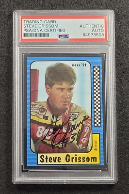 1991 STEVE GRISSOM Signed Maxx NASCAR Racing Card-PSA Authenticated - Image 1 of 4