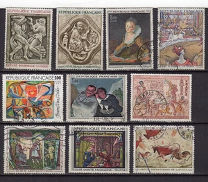 France Art tableaux un lot de 10 grands timbres oblitérés /TE4420 - Picture 1 of 1