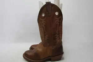 Double H Womens Sz 9.5 M Brown Leather Buckaroo Stockman Cowboy Boots - Picture 1 of 10