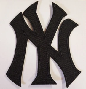 New York Yankees NY ~ SCHWARZ ~ bestickter PATCH ~ @ 3 1/4"" x 3" ~ bügeln oder nähen ~ MLB - Bild 1 von 1