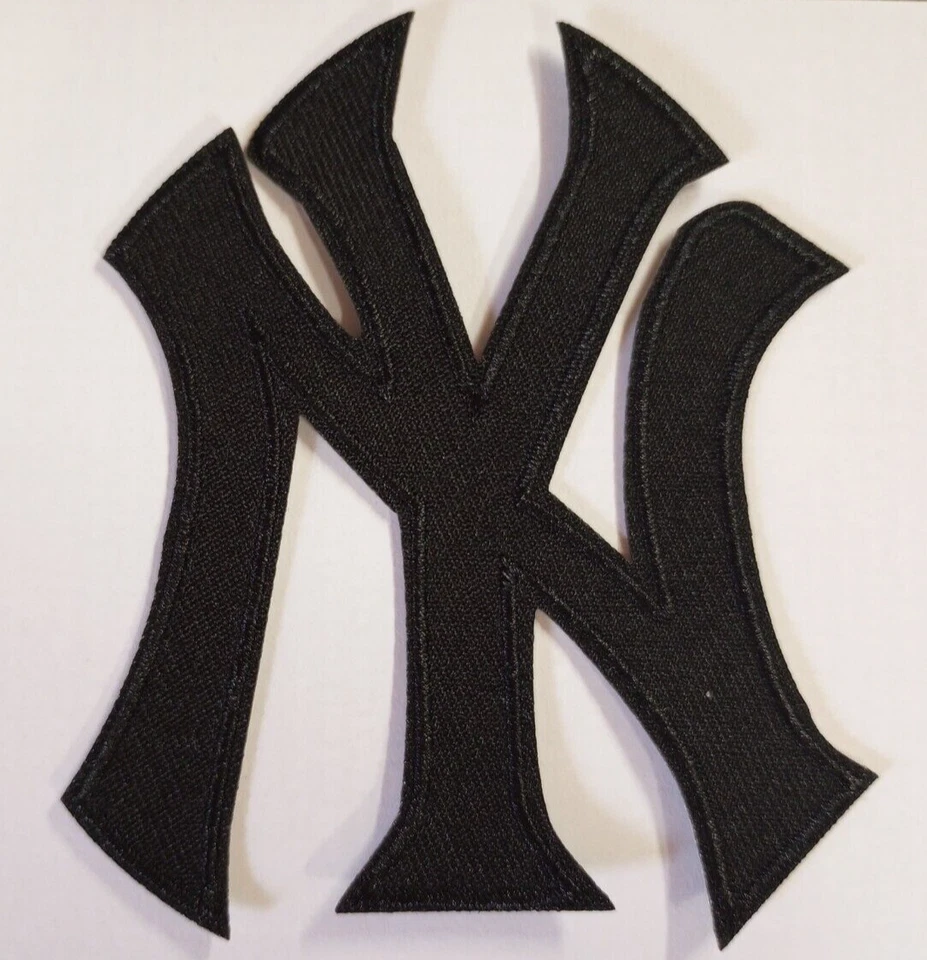 New York Yankees NY~BLACK~ Embroidered PATCH~@ 3 1/4"" x 3"~Iron or Sew~MLB - Image 1 of 1