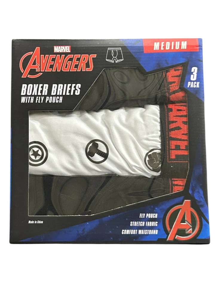 Paquete de 3 calzoncillos boxer cómodos Avengers para hombre - talla mediana Foto 1 de 1