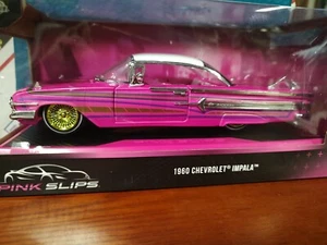 2024 Jada 1960 Chevy Impala Lowrider Pink Slip Series Maßstab 1:24 - CHASE mit Ständer - Bild 1 von 9