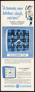 General Electric Clansman 1952 reloj a cuadros azul arte anuncio impreso vintage - Imagen 1 de 7