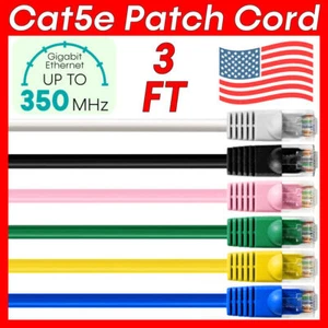 3 FT CAT5e Cable LAN Cat5e Patch Cord RJ45 Ethernet Router Cable Network Wire - Picture 1 of 14