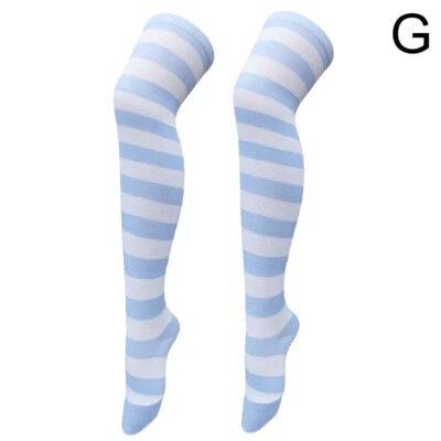 Mujeres Algodón Rayas Medias Sobre la Rodilla Calcetines Largos Muslo Hasta Juegos con disfraces Foto 1 de 4
