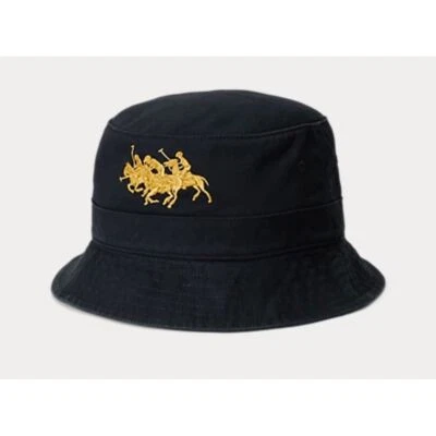 Polo Ralph Lauren Lunar New Year Bucket Hat 3 Pony Black Gold Size L/XL NWT - Image 1 of 4