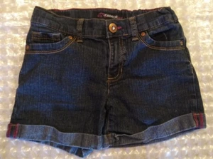 Jordache Size 10 Girls Short Shorts Cuffed Red Trim 3" Inseam 12" Waist Stretchy - Picture 1 of 9