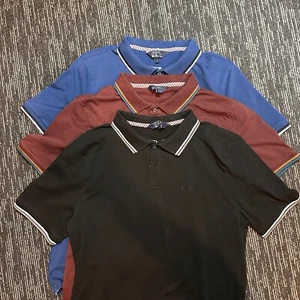 lot of 3 original Ben Sherman Polo Shirts Black Blue Burgandy size small - Picture 1 of 22