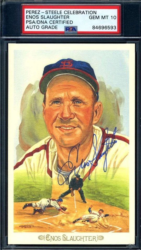 Enos Slaughter Gem Mint 10 PSA DNA Signed Perez Steele Celebration Autograph - Image 1 of 1