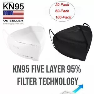 20/50/100 PCS KN95 Protective 5-Layer Disposable Mask Adult Respirator US Stock - Picture 1 of 130