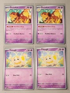 2x Dachsbun 039/091 & 2x Fidough 038/091 Pokemon card SV Paldean Fates NM - Picture 1 of 1