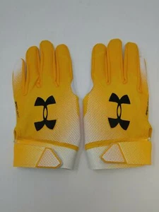 New Under Armour Men's Yellow/Yellow/White Spotlight WR Football Gloves - Picture 1 of 4