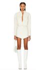 The Attico Long Sleeve Cotton Textured Beige Dress-42/M $1050 New Stunning