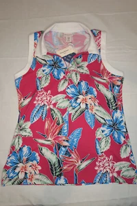 Tommy Bahama Womens Sleeveless Golf Polo Shirt Birds Of Paradise Floral SZ: M - Picture 1 of 8