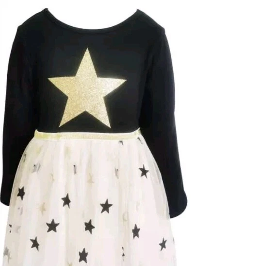 Vestido de tul negro y dorado Popatu para niñas talla 12 meses Foto 1 de 3