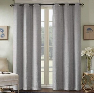 Comfort Space Grasscloth Blackout Window Panel Pair Grommet Top Energy 40X84 Gre - Picture 1 of 5