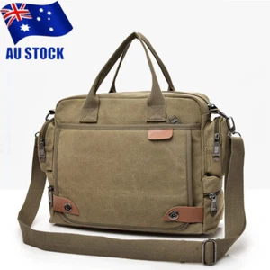 Retro Men's Canvas Shoulder Messenger Bag Crossbody Satchel Travel Man's Bags AU - Picture 1 of 17