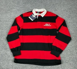 Unworn Michigan OLY Swimming Rugby Shirt Adult Large Red Black Striped Preppy - Picture 1 of 9