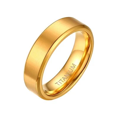 6mm Titanium Steel Wedding Ring Matte Finish Bevel Edges Brushed Comfort Fit - Image 1 of 4