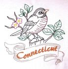 State Bird-Connecticut-Robin Machine Embroidered Flour Sack Dish Towel
