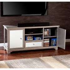 SEI Furniture Mirage 52" Mirrored TV Media Stand in Silver
