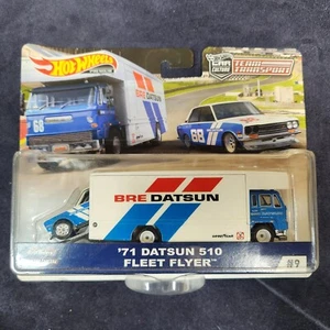 Hot Wheels 2019 Team Transport BRE '71 Datsun 510 Fleet Flyer Hauler Set - Imagen 1 de 6