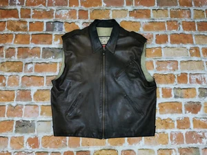 Chevignon Vintage Leather Biker Vest Flying Wear Brown Casual Gr: XXXL Tip Top - Picture 1 of 11