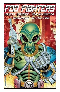 Póster de concierto de Foo Fighters Chicago 2023 18x24 firmado por Scott James Limited 100 - Imagen 1 de 1