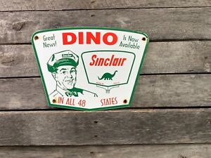 VINTAGE PORCELAIN SINCLAIR DINO GAS AND OIL SIGN