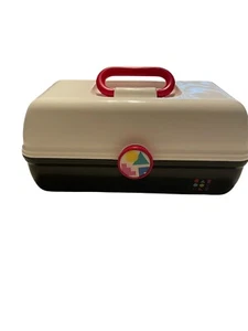 Caboodles Retro Black White Cosmetic Travel Make Up Case Mirror 2 Tier USA 90s - Picture 1 of 9