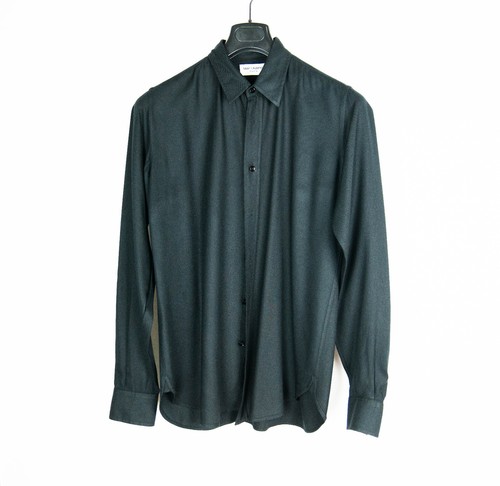 SAINT LAURENT (YSL) Camicia Saint Laurent Paris maglia spazzolata elasticizzata con bottoni nera grande L