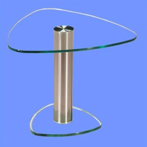 LI-B4715 Beistelltisch Klarglas 51cm Wankelform Chromsäule Höhe:50cm - Bild 1 von 4