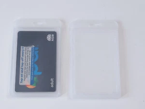 AU 2 Clear Opal Name Swipe Vertical Card Security badge ID Lanyard Holder Case - Picture 1 of 12