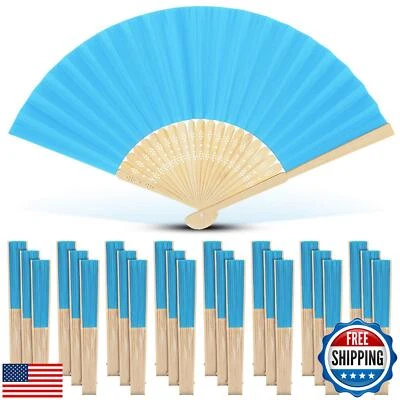 Paquete de 24 ventiladores plegables de bambú Yinkin plegados artesanales manuales chinos japoneses Foto 1 de 4
