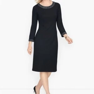 VESTIDO TWEED TALBOTS NEGRO REFINADO CON PUNTA PONTE Talla 10 Nuevo con Etiquetas - Imagen 1 de 14