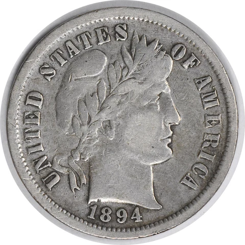 1894 Barber Silver Dime VF Uncertified #934 Cover