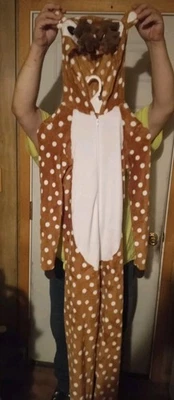 Women's PJs  REINDEER  Costume by Spirit size Small 1 Piece Hoodie Zip sleepwear - Image 1 of 4