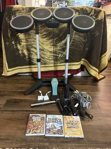 Nintendo Wii Rock Band Set w/ Wireless Drums, Micro, Wii Console,Games - Tested! - Picture 1 of 17