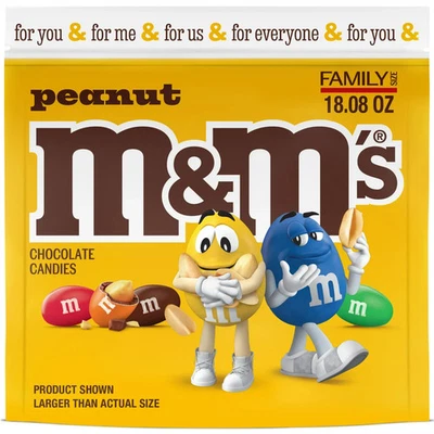M&M's Peanut Milk Chocolate Candy, Family Size - 18.08 oz Bulk Bag FREE SHIPPING - Image 1 of 4