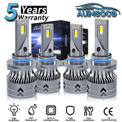 For Chevrolet C3500HD 1991-2002 Combo 4x LED Headlight Bulbs Hi/Lo Beam 144000LM - Image 1 of 4