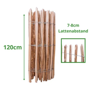 Staketenzaun 120cm Länge 5m Abst. 7-8cm Holzzaun Imprägniert Staketen Zaun  V18 - Bild 1 von 16