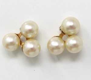 NYJEWEL 14k Yellow Gold Pearl Earrings 17 x 16mm - Picture 1 of 2