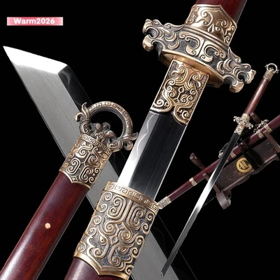 Espada china Tang Dao T10 arcilla templado afilado sable cobre accesorio 环首唐刀Y1655 Foto 1 de 4
