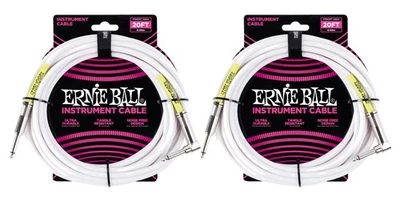 2 PACK Ernie Ball 6047 Ultraflex 20' Straight/Angle Instrument Cable, White - Image 1 of 3