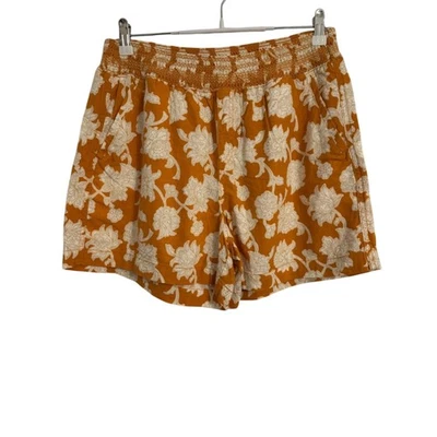 Pantalones Cortos Briggs Para Mujer L Mezcla de Lino BOHO Cottagecore Vacaciones Verano Floral Fluido Foto 1 de 4